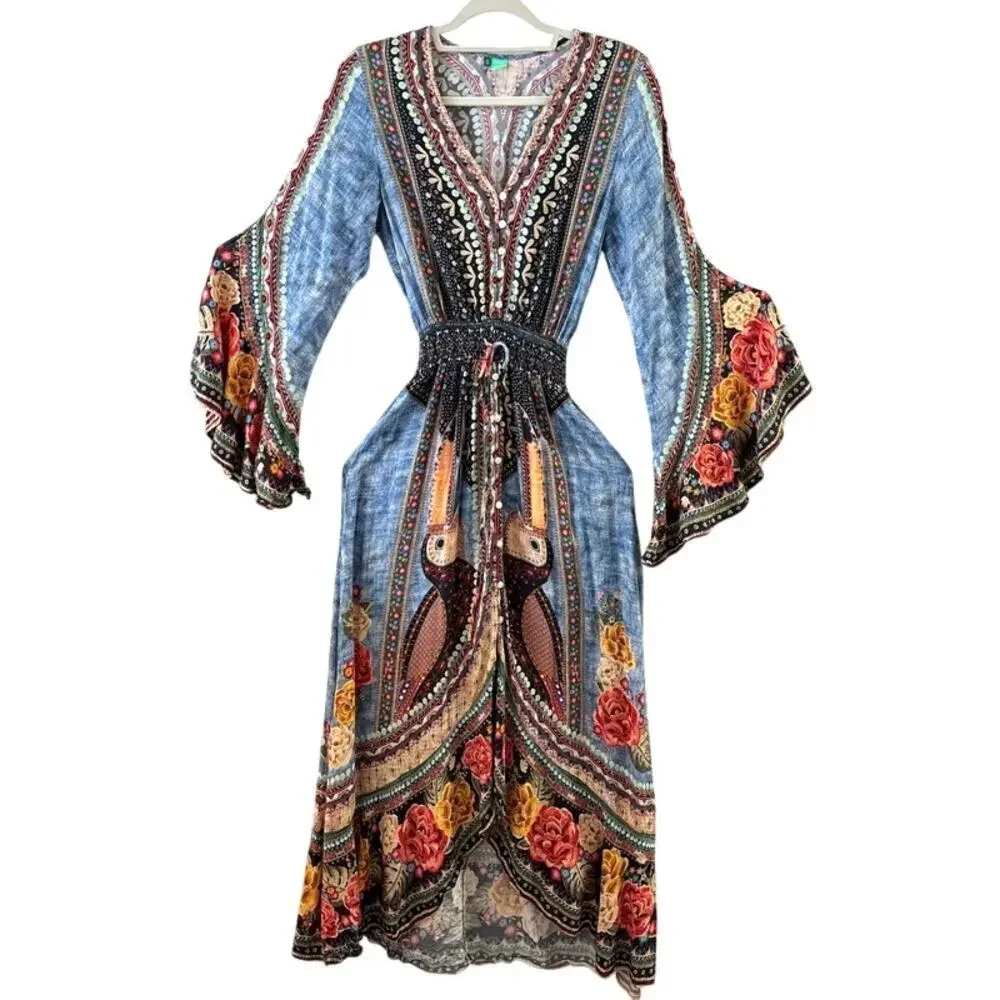 Farm Rio Rare Tukanas Women's Dress Size M Y2K - Picture 1 of 8